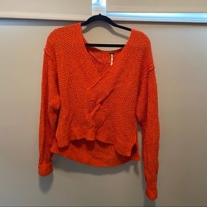 Free People Briaded Front Orange Sweater XS